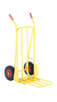 Warehouse hand truck 250 kg, extendable plate, PU foam wheels, yellow – HT1826