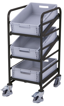 Wózek na EURO- skrzynki, z 3 skrzynkami z tworzywa VARIOfit sw-610.102/AG