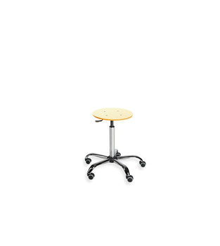Taboret BlackTab 02 chrome WH chromowane — sklejka lakierowana na kółkach