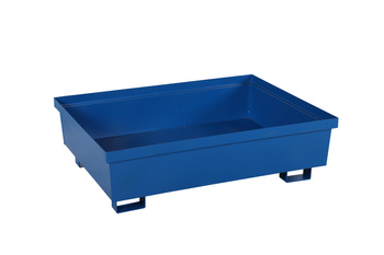 Steel spill tray for 260 l drums, 1250×950 mm, capacity 1000 kg, without grating
