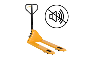 Leiser Handgabelhubwagen 2500 kg, Gabeln 540×1150 mm, Gummi- und PU-Räder, Tandemrollen – HPT-V Silent