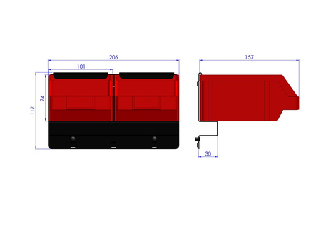 Bin rail for 2 P2 bins ZW-P2-2