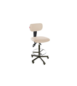 Krzesło Black Eco asynchro H+RING WH z podnóżkiem — ekoskóra na kółkach