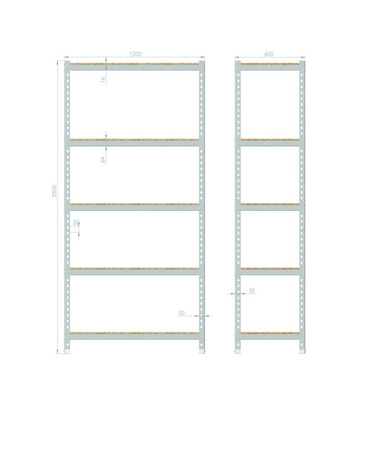 Regał magazynowy 2500x1200x600 - 5 półkowy R-1-02-01