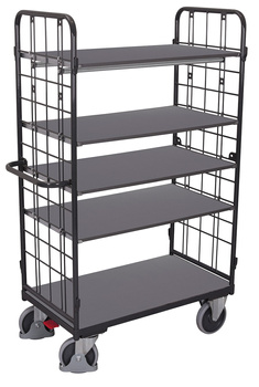 Wózek systemowy z 2 burtami z płyty, RAL 7016 VARIOfit sw-800.217/AG