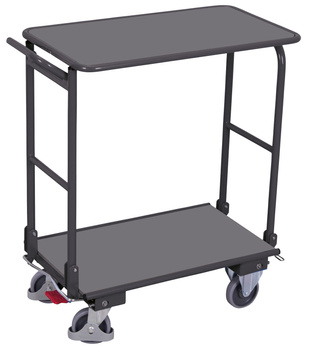 Wózek z 2 składanymi pałąkami z 2 półkami, RAL 7016 VARIOfit sw-450.836/AG