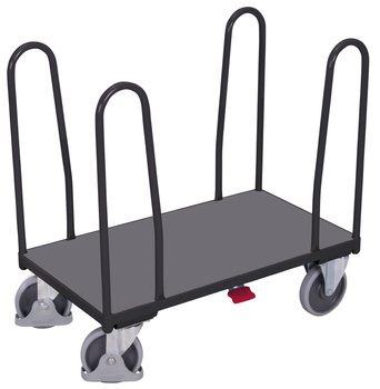 Wózek magazynowy z 4 pałąkami bocznymi, RAL 7016 VARIOfit sw-800.204/AG