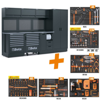 Zestaw mebli warsztatowych z 411 narzędziami, blat PCV 2240 mm, system RSC50 2.0 – Beta RSC50/F/411UT