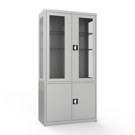 Two-section cabinet, glazed upper doors and sides MDBW/2s