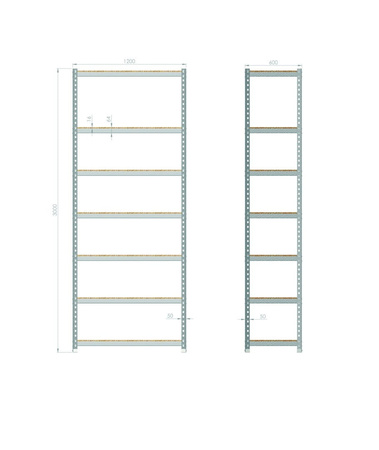 Regał magazynowy 3000x1200x600 - 7 półkowy R-1-04-01