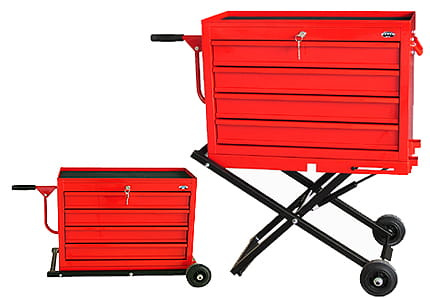 N-1-09-02 Szafka narzędziowa z 4 szufladami na składanym podwoziu - POWYSTAWOWA