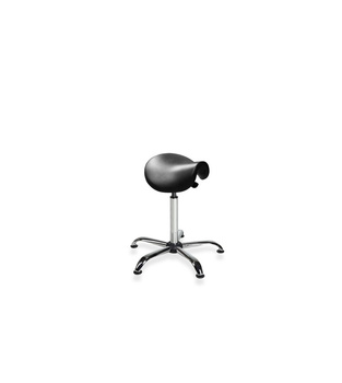Industrial saddle stool PurDżokej chrome PUR — on plastic glides