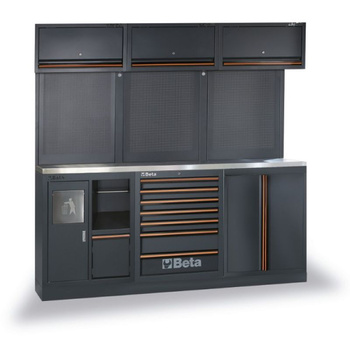 Zestaw mebli warsztatowych 2040 mm, blat inox 46 cm, system C45PRO – Beta C45PRO/AX