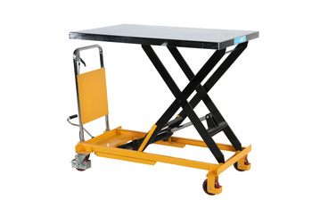 Scherenwagen mit Fußpumpe 500 kg, große Tischplatte 1200×800 mm, PU-Räder – SP500B