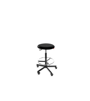 Taboret BlackTab Eco H+RING WH z podnóżkiem — ekoskóra na kółkach