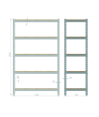 Regał magazynowy 2000x1200x600 - 5 półkowy R-1-01-01