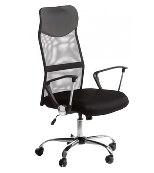 Krzesło biurowe Classic MH z zagłówkiem — siatka mesh + ekoskóra