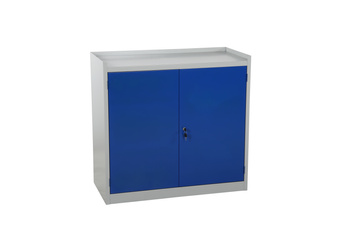 Szafka narzędziowa dwudrzwiowa 900×950×450 mm z szufladami, niebiesko-szara