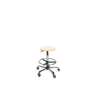 Taboret BlackTab 02 chrome H+RING WH chromowane z podnóżkiem — sklejka lakierowana na kółkach