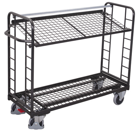 Multi-tier trolley with 2 mesh shelves, RAL 7016 VARIOfit sw-540.223/AG