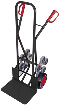 Taczka do transportu po schodach, dwa 5-ramienne wieńce kół, RAL 7016 VARIOfit sk-710.236/AG