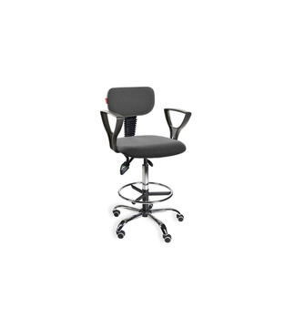 Krzesło Black 01 chrome asynchro H+RING PD WH z podłokietnikami z podnóżkiem — tkanina BEST na kółkach
