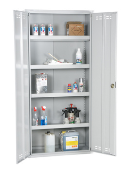 Chemikalienschrank 1950×920×420 mm, 4 Fachböden, grau, zur Selbstmontage
