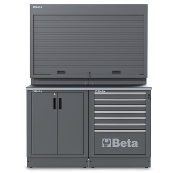 Zestaw mebli warsztatowych z blatem PCV 1495 mm i tablicą z roletą, system RSC50 2.0 – Beta RSC50/2.0/B