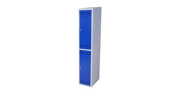 Workwear locker, 2 compartments, 1920×350×550 mm, blue-grey