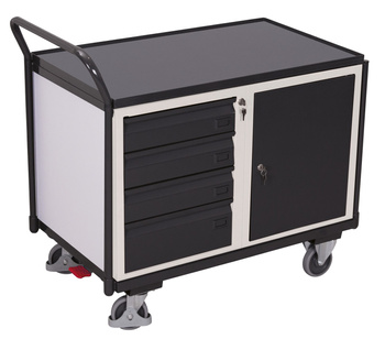 Wózek warsztatowy z 1 powierzchnią użytkową, RAL 7 VARIOfit sw-600.606/AG