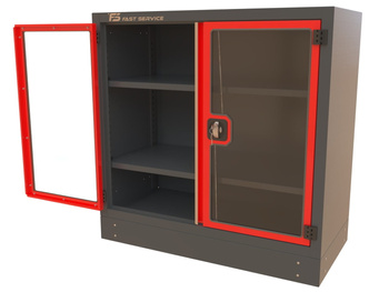 M-3-01-08 Modułowa szafa warsztatowa z półkami i przeszklonymi drzwiami