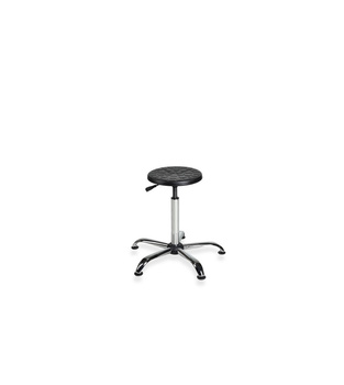 Industriehocker PurTab chrome PUR — auf Kunststoffgleitern