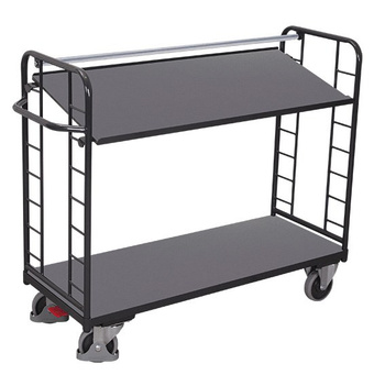 Wózek piętrowy z 2 półkami z płyty drewnopodobnej, VARIOfit sw-540.200/AG