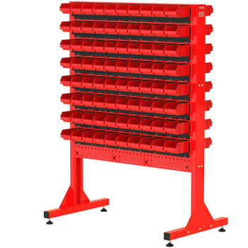 ST 110-24-P2 Stojak Narzędziowy w zestawie z listwami oraz pojemnikami (dwustronny)