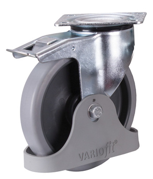 Koło z hamulcem, 200 x 40 mm, szare (termoplastyczne) VARIOfit dpg-200.050