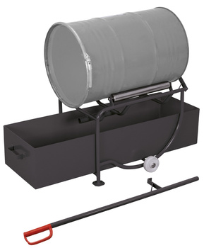 Wózek przechylny do beczek z wanną  spustową o poj. 203l VARIOfit zu-3203/AG