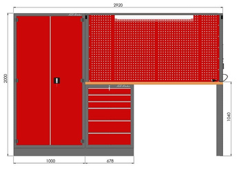 Zestaw warsztatowy (szafa, szafka, tablica, noga, blat sklejka, zawieszki) M-3-02-00