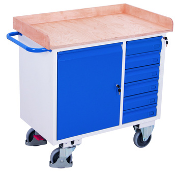 Wózek warsztatowy z 6 szufladami i krawędzią VARIOfit sw-985.003