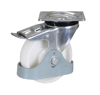 Koło z hamulcem, 125 x 38 mm, białe (poliamidowe) VARIOfit dpp-125.002