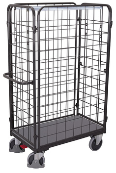 Wysoki wózek do paczek, 4 ściany, RAL 7016 VARIOfit sw-800.403/AG