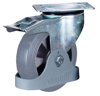 Koło z hamulcem, 160 x 50 mm, szary(z elastycznej gumy pełnej) VARIOfit dpg-160.012