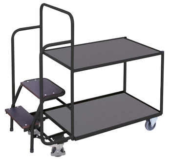 Wózek magazynowy do kompletacji, 2- półkowy, niski, RAL 7016 VARIOfit sw-600.614/AG