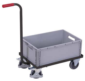 Wózek z uchwytem ze skrzynką z tworzywa sztucznego, RAL 7016 VARIOfit sw-450.806/AG