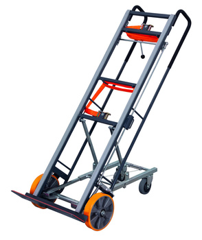 Taczka do transportu ciężkiego z kołami podporowymi, RAL 7016 VARIOfit sk-710.093/AG