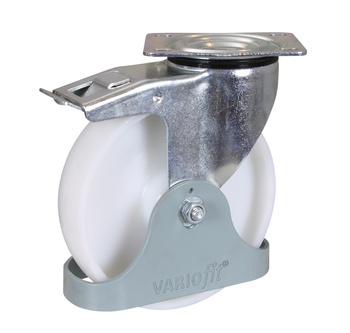 Koło z hamulcem, 200 x 50 mm, białe (poliamidowe) VARIOfit dpp-200.002