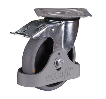 Koła obrotowe z hamulcem, 125 x 32 mm, szare (ESD) VARIOfit dpg-125.036