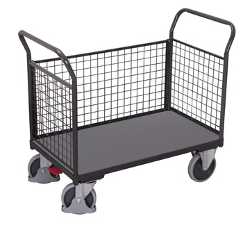 Wózek systemowy z 3 burtami z siatki, RAL 7016 VARIOfit sw-500.301/AG