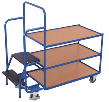 Wózek magazynowy do kompletacji, 3- półkowy, niski VARIOfit sw-600.615