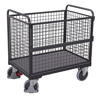 Wózek skrzyniowy z siatką, RAL 7016 VARIOfit sw-800.404/AG