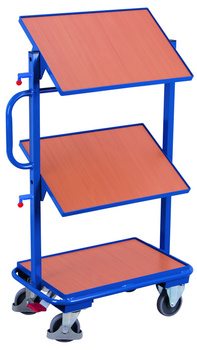 Wózek na skrzynki z 3 półkami, półki nachylane VARIOfit sw-400.803